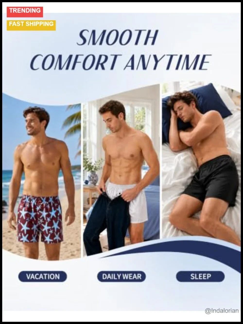 Mens Satin Boxer Shorts Silk Feeling Sleep Shorts Underwear Button Fly 6 Pack