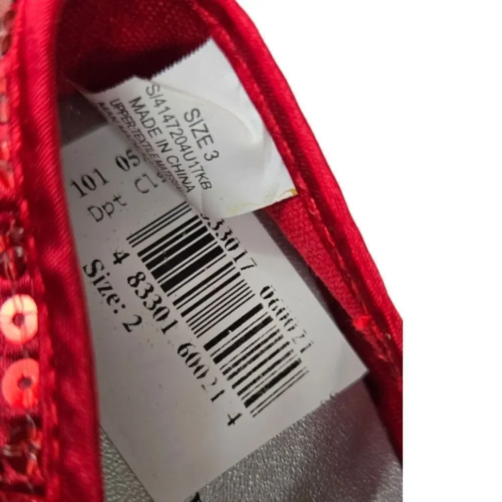 Baby Girl NWT Ruby Slippers Red Sequin Bow Ballet Flats Crib Shoes Wizard of Oz