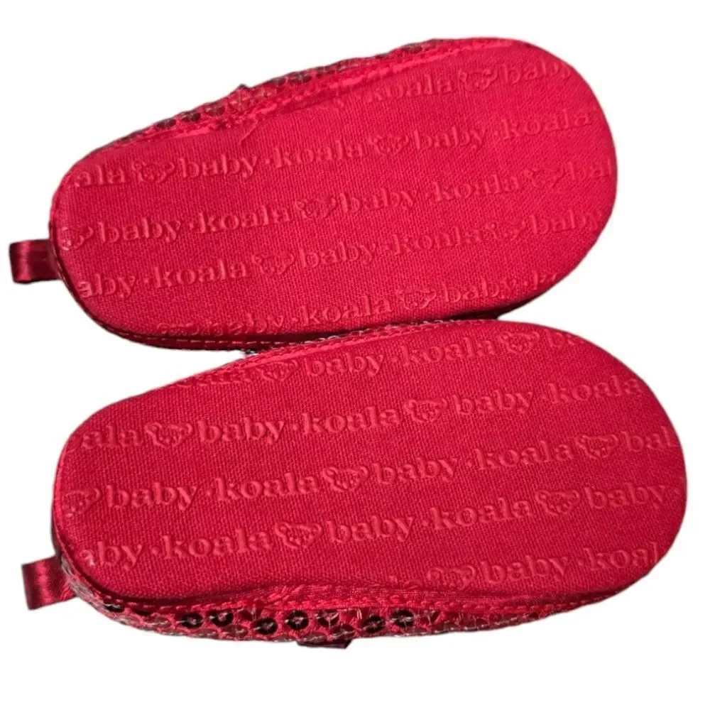 Baby Girl NWT Ruby Slippers Red Sequin Bow Ballet Flats Crib Shoes Wizard of Oz
