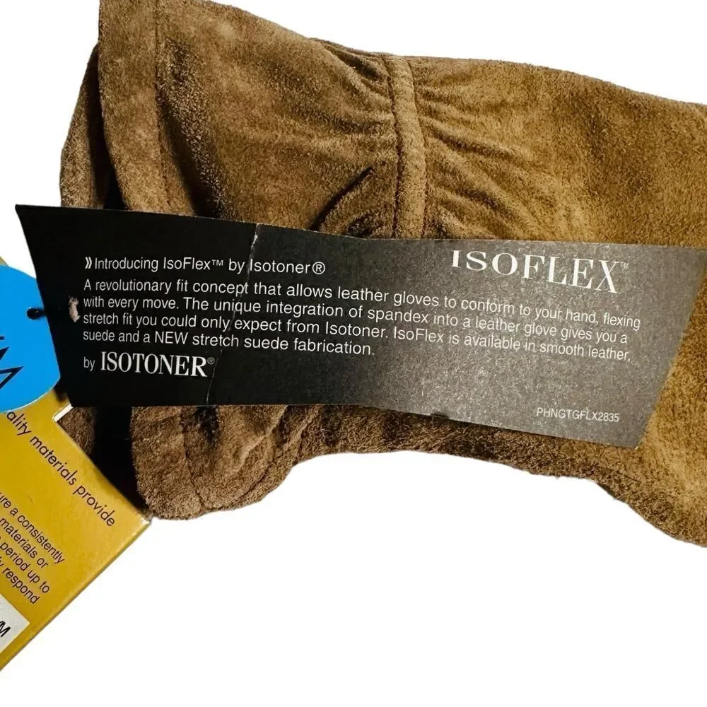 Isotoner Beige Suede Dress Gloves Fleece Lined size S/M NWT