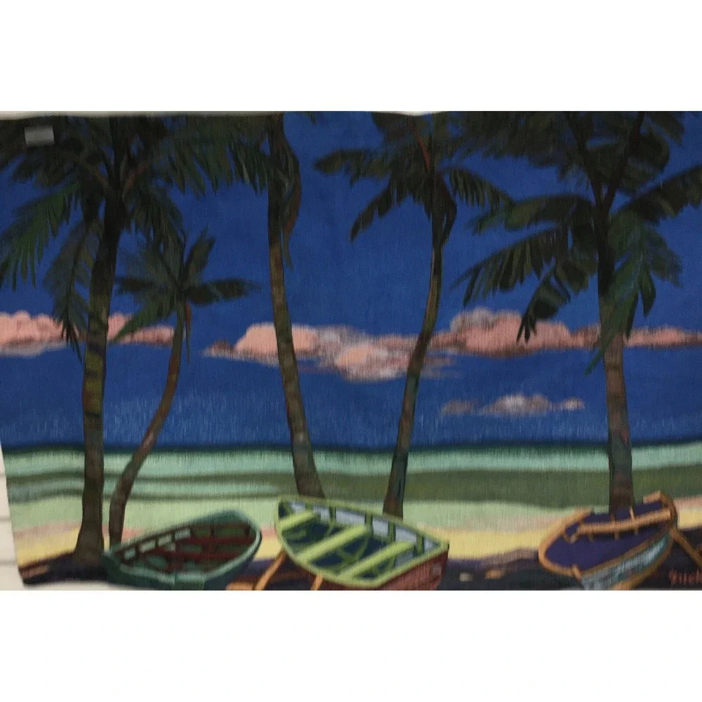 Boats Palm Trees Tropical Tapestry Rod Pocket Wall Hanging by Nickson 31