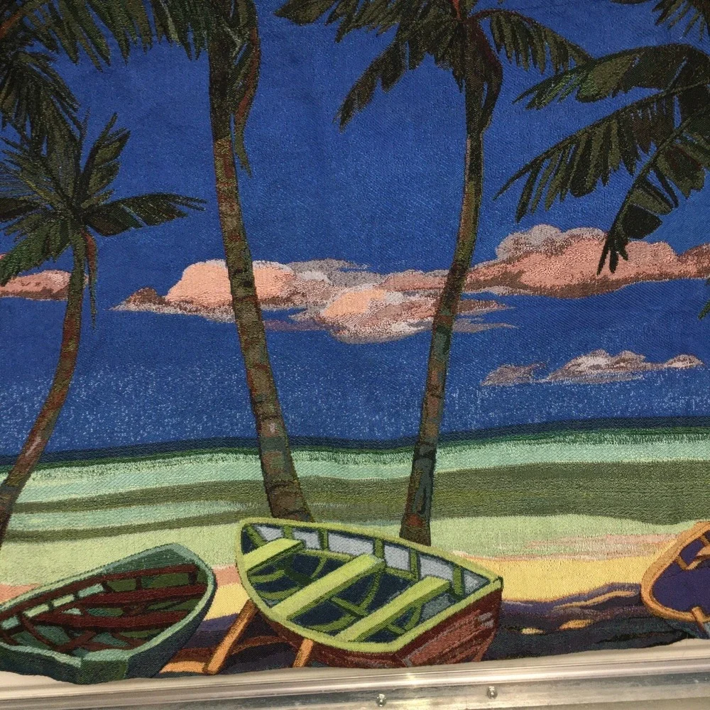 Boats Palm Trees Tropical Tapestry Rod Pocket Wall Hanging by Nickson 31