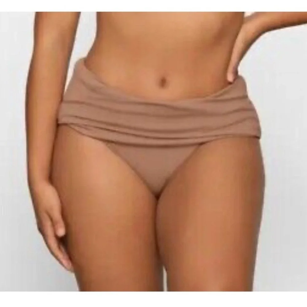 SKIMS Sculpting Swim Fold Over Bikini‎ Bottom Sienna Brown 4X