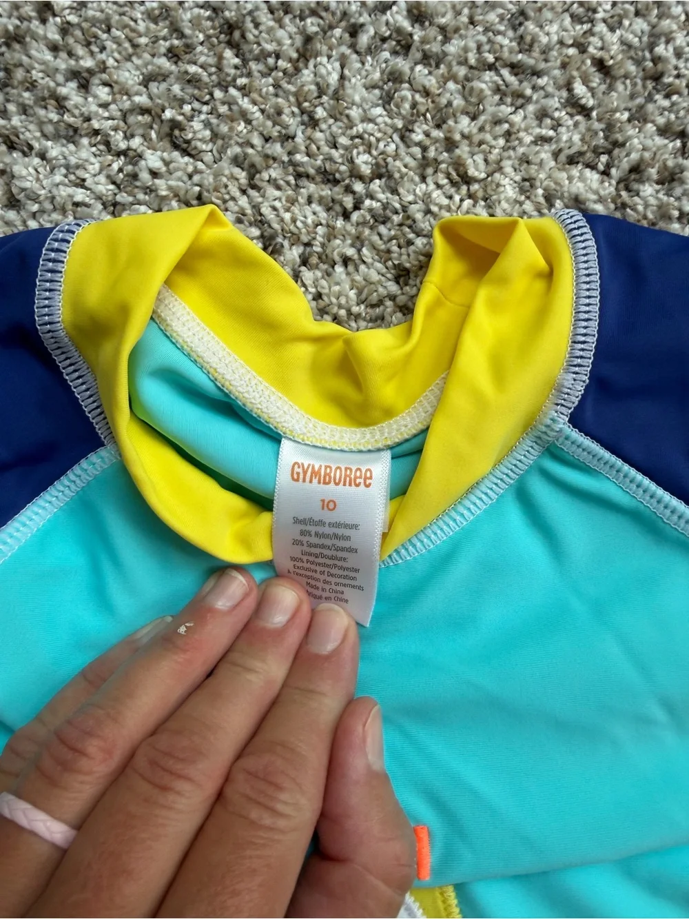 NWT Gymboree Turquoise, Navy & Yellow Submarine Rashguard Swim Top size 10