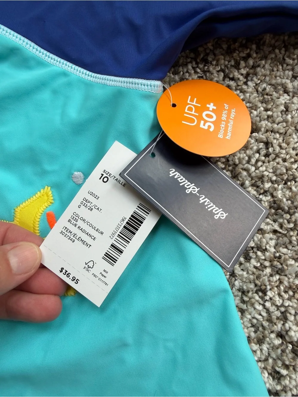 NWT Gymboree Turquoise, Navy & Yellow Submarine Rashguard Swim Top size 10