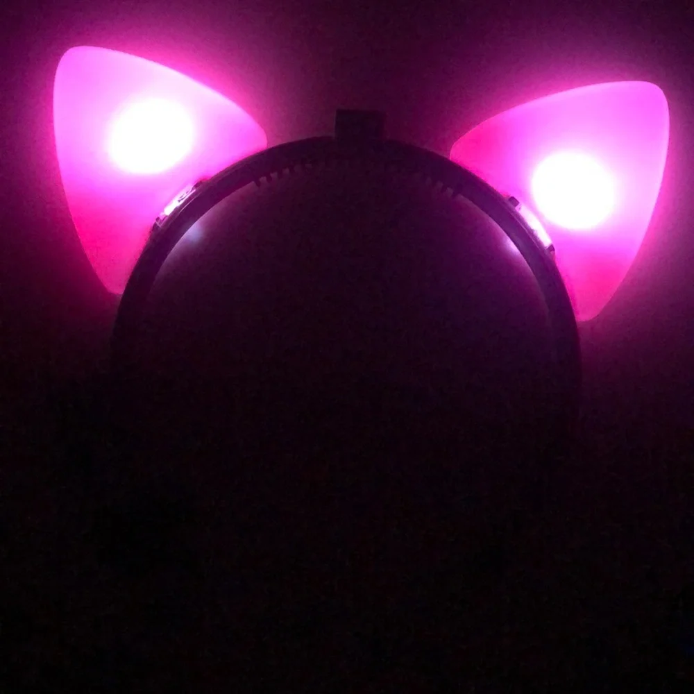 Pink and Black Light Up Glow Cat Ear Head Band