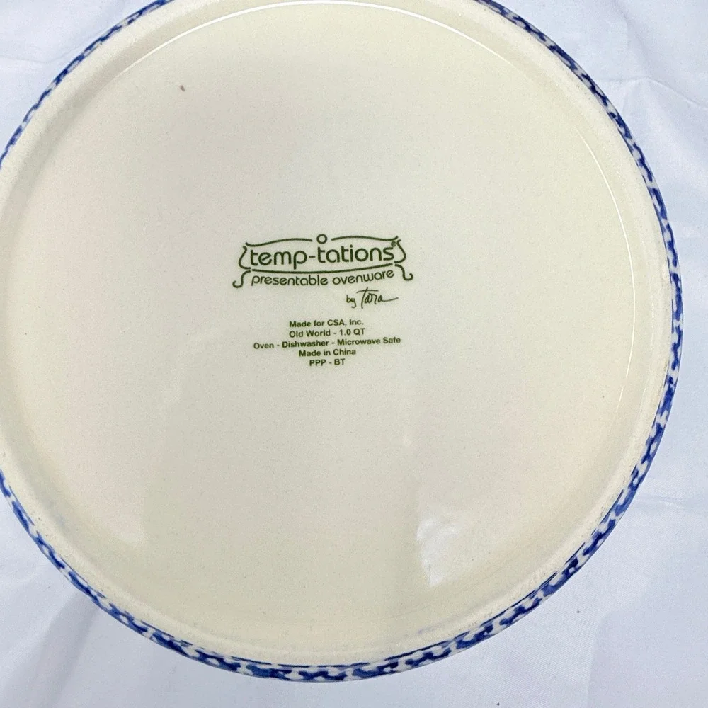 Temp-tations Old World Blue Ceramic Round Nesting  Set 3pc 2/1.5/1.0 qt