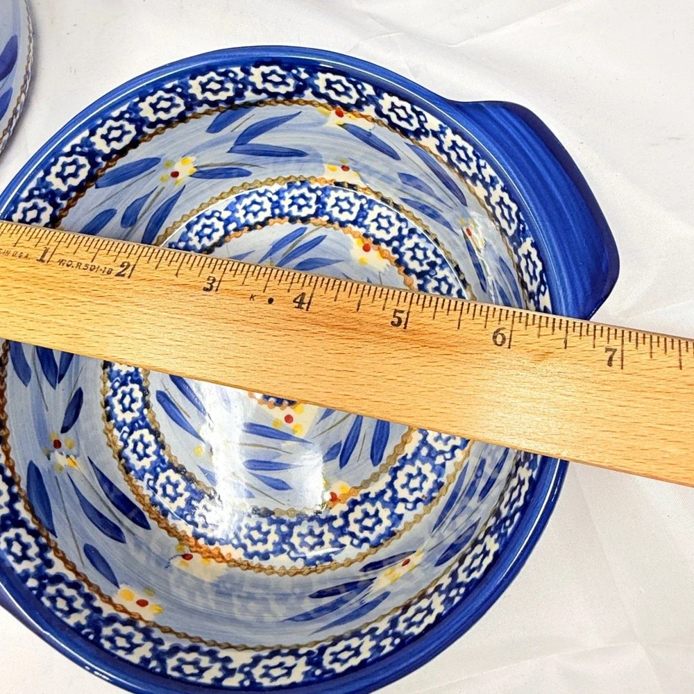 Temp-tations Old World Blue Ceramic Round Nesting  Set 3pc 2/1.5/1.0 qt