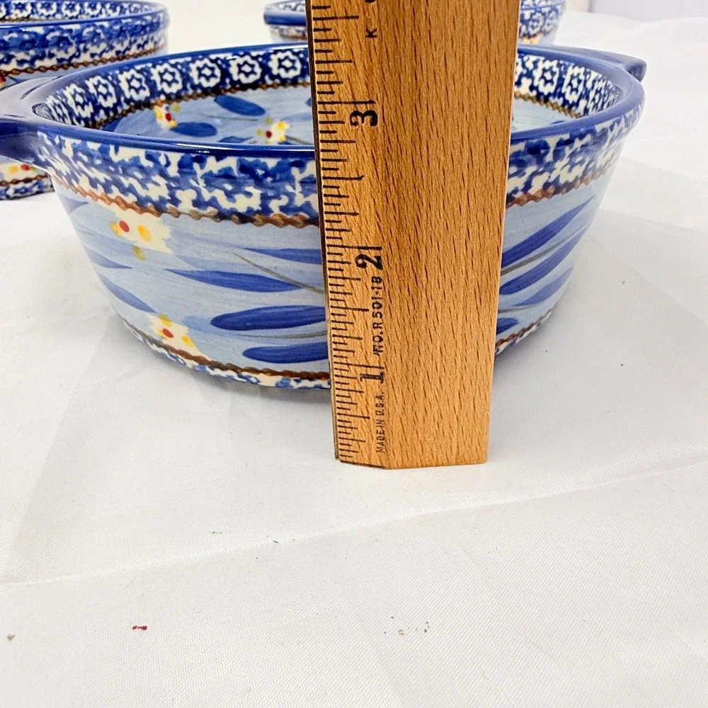 Temp-tations Old World Blue Ceramic Round Nesting  Set 3pc 2/1.5/1.0 qt