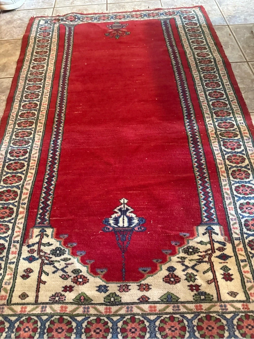Vintage Wool Hand Knotted Tradicional Prayer Rug 3’x5’