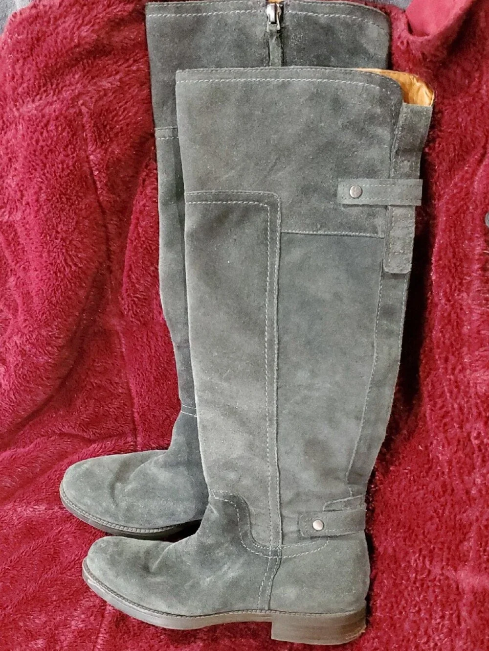 Franco Sarto Tall Suede Knee High Boots in Dark Gray