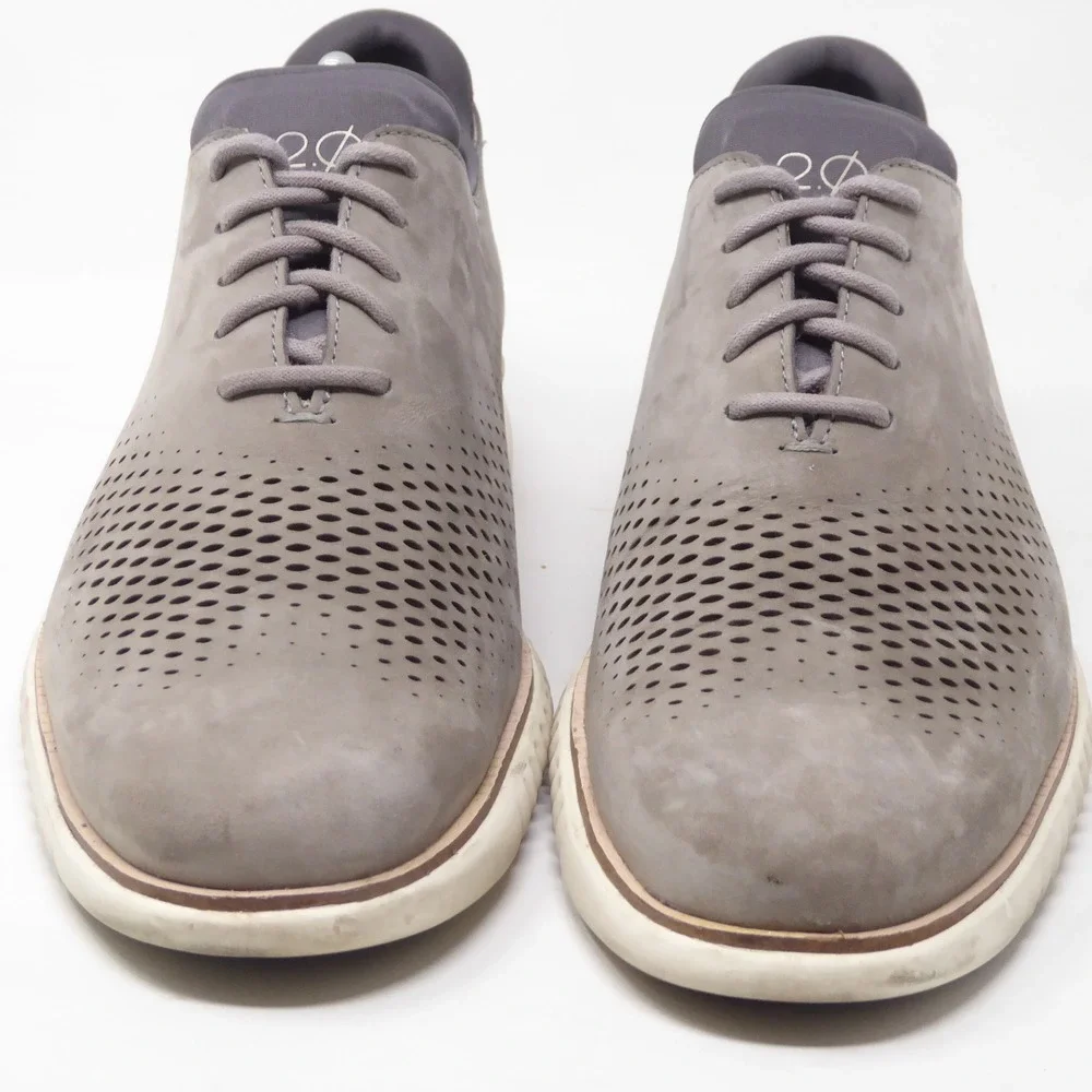 Cole Haan Mens 2.ZeroGrand Laser Wingtip Oxford Shoes Grey C23814 Size 10M