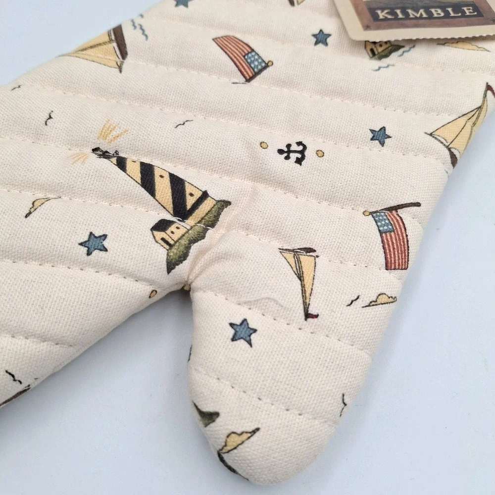 VTG Warren Kimble Coastal Breeze‎ Oven Mitt Nautical Lighthouse Sailboat New WT