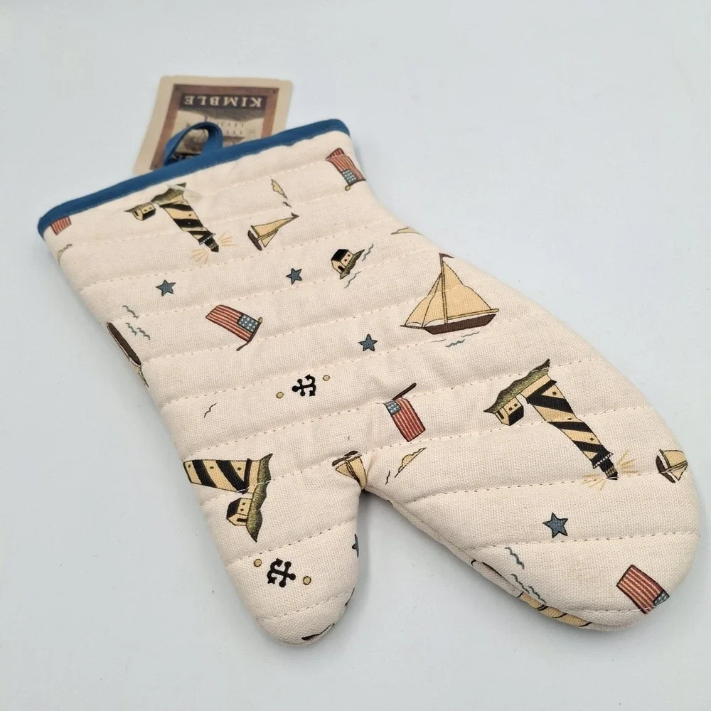 VTG Warren Kimble Coastal Breeze‎ Oven Mitt Nautical Lighthouse Sailboat New WT