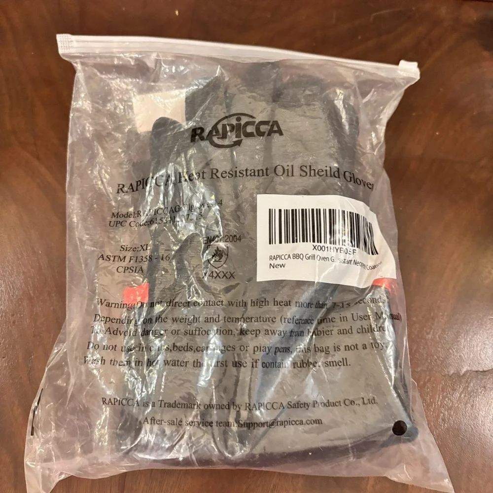 RAPICCA BBQ Grill Gloves XL Heat Resistant Oil Shield Neoprene Smoker Oven NWT‎