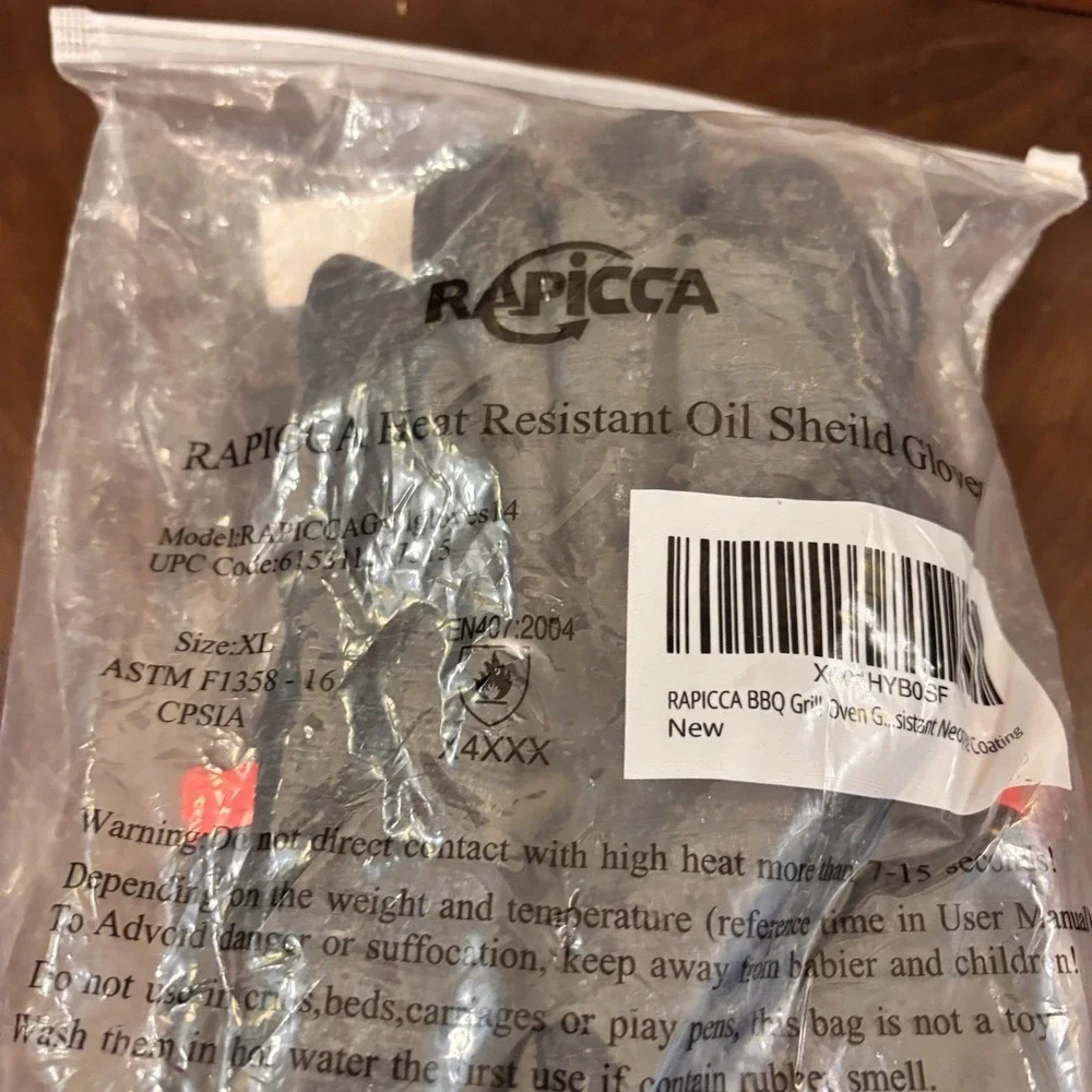 RAPICCA BBQ Grill Gloves XL Heat Resistant Oil Shield Neoprene Smoker Oven NWT‎