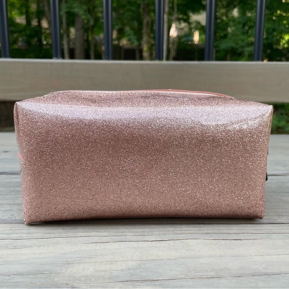 Kate Spade Rose Gold Glitter Mavis Street Medium Davie Cosmetic Bag