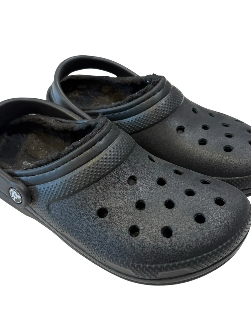 Crocs Mens 8 Womens 10 Black Fleece Lined Clogs Shoes 203591