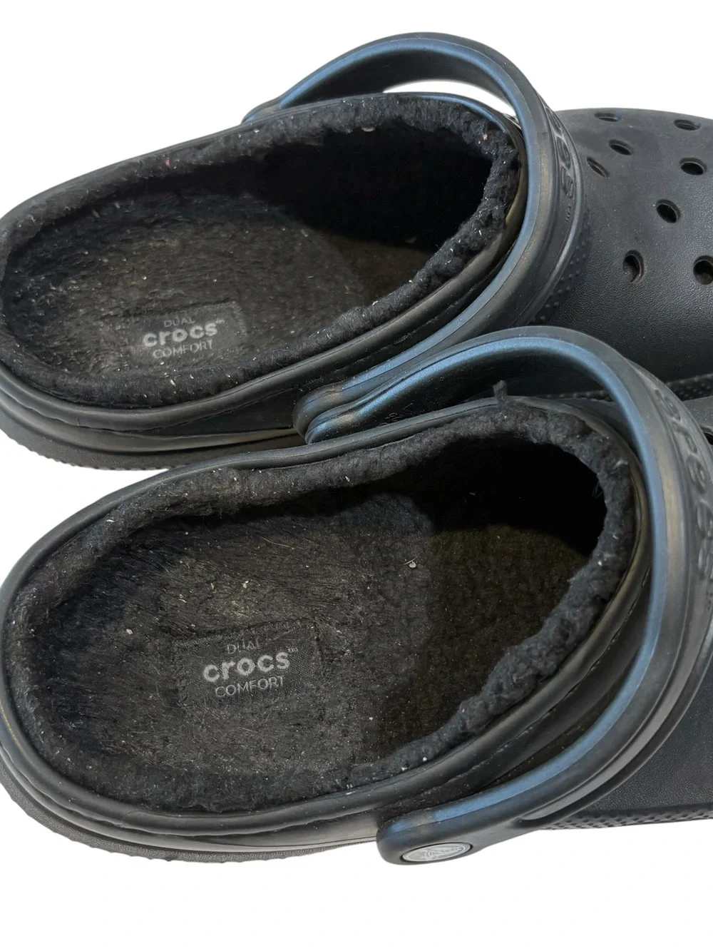 Crocs Mens 8 Womens 10 Black Fleece Lined Clogs Shoes 203591