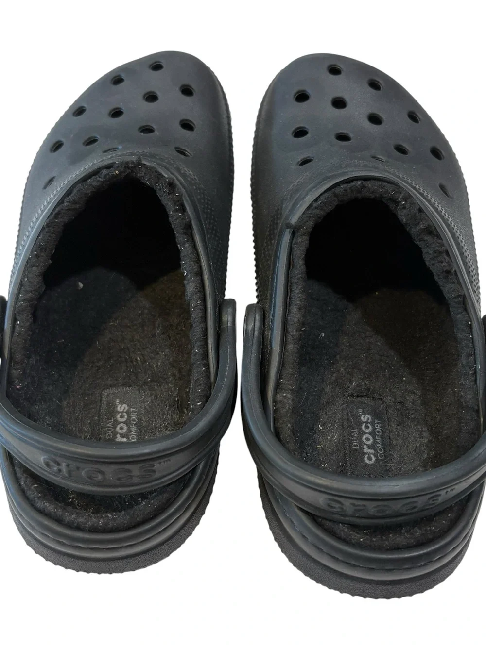 Crocs Mens 8 Womens 10 Black Fleece Lined Clogs Shoes 203591