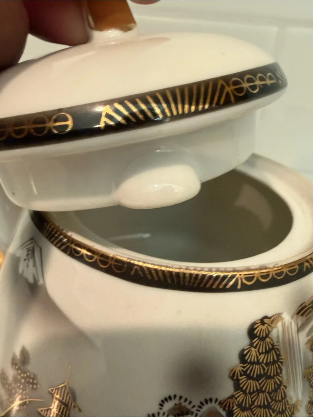 vintage 1950s Kutani Hayasi Japanese porcelain handpainted teapot
