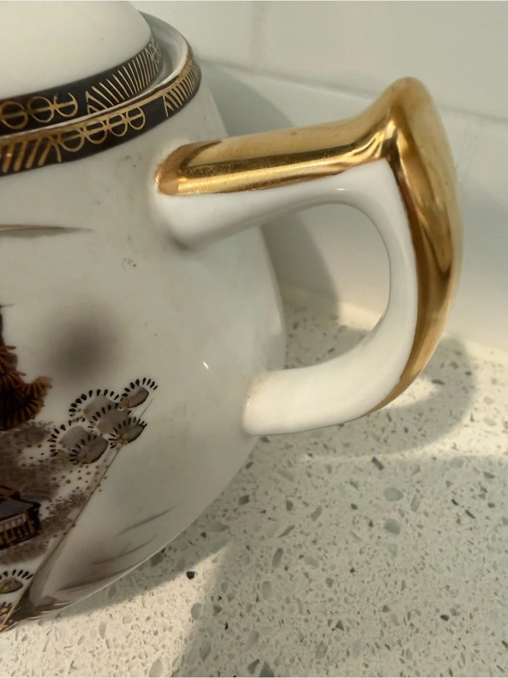 vintage 1950s Kutani Hayasi Japanese porcelain handpainted teapot