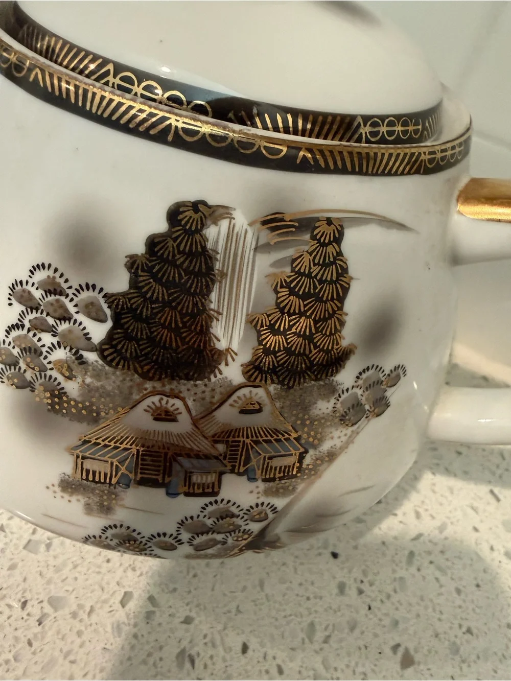 vintage 1950s Kutani Hayasi Japanese porcelain handpainted teapot