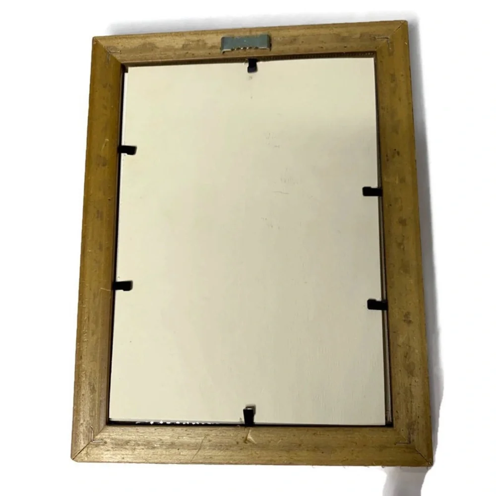 Gold Frame Little Black Dress Hanger Paper Art Collage Mini Frame Signed 8 1/2”