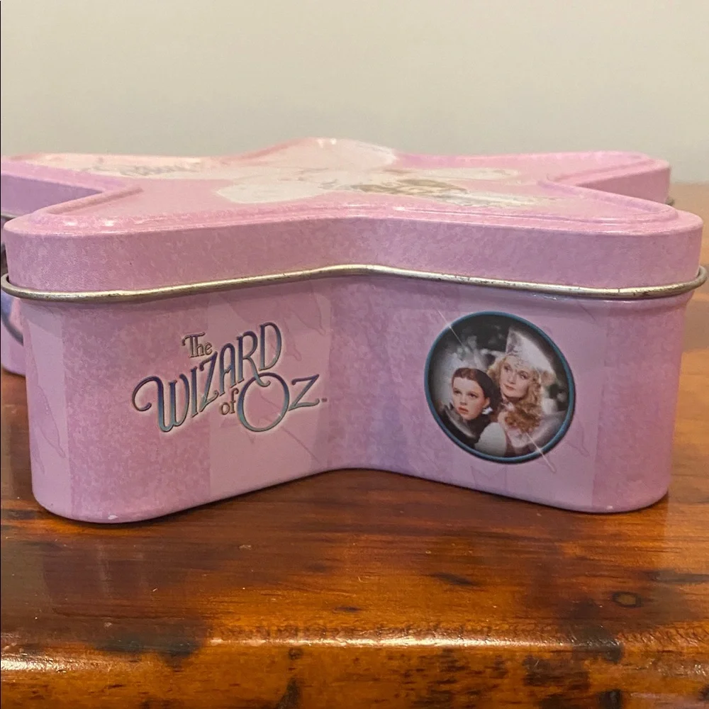 Collectible Glynda the Good Witch Wizard of Oz tin treasure box trinket box pink