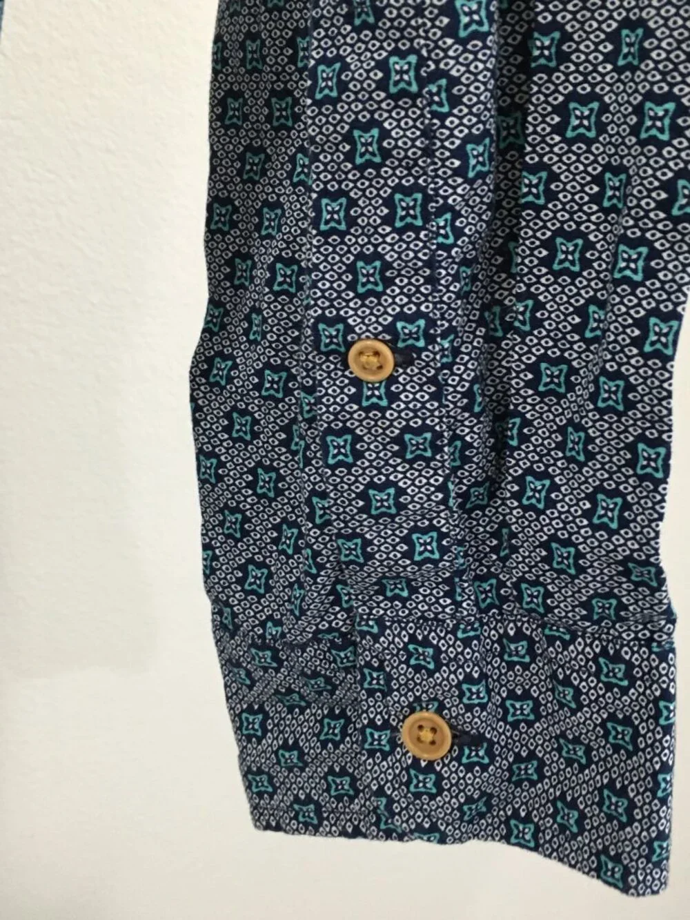 J CREW Blue White Turquoise Print Long Sleeve Button Shirt