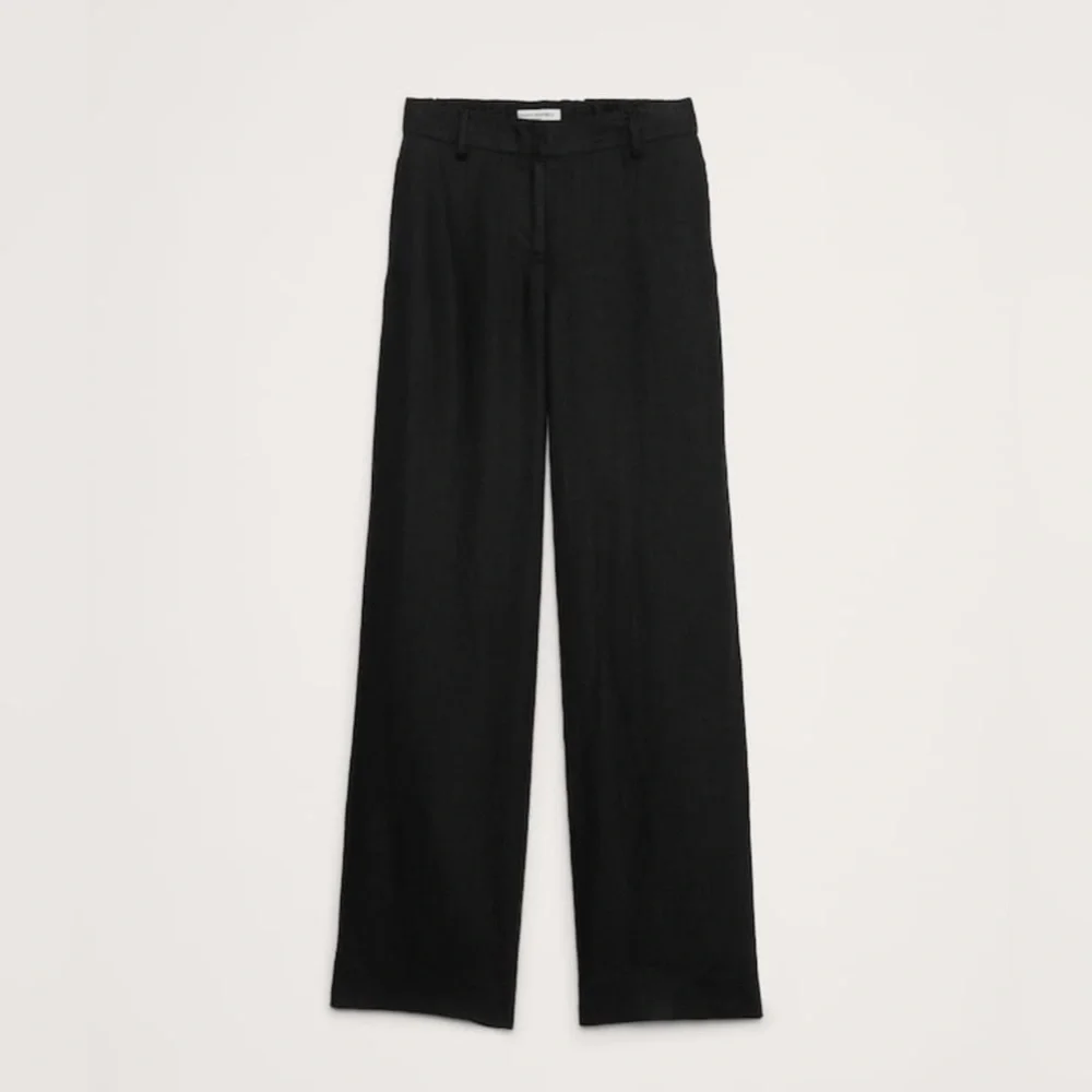 NWT Banana Republic The Everyday Wide Leg Linen Black Pant Size Large Tall