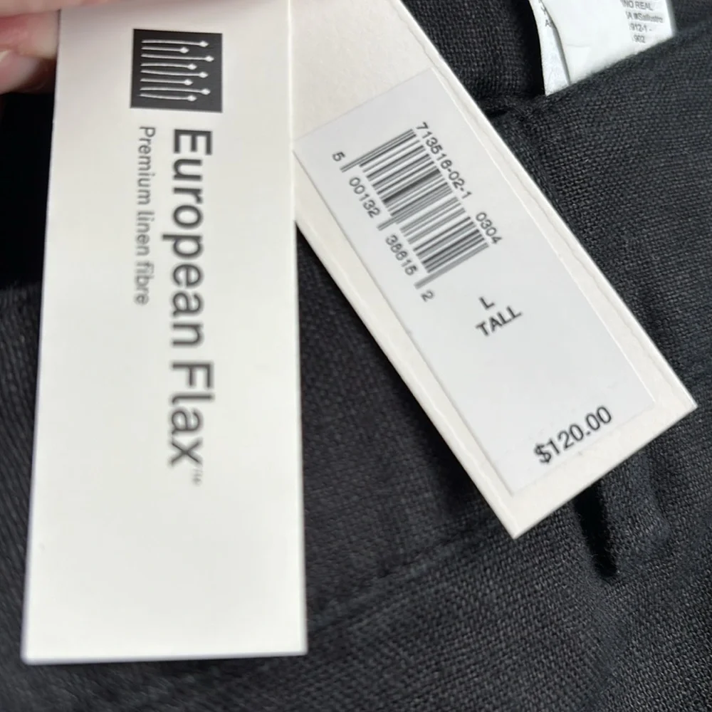 NWT Banana Republic The Everyday Wide Leg Linen Black Pant Size Large Tall