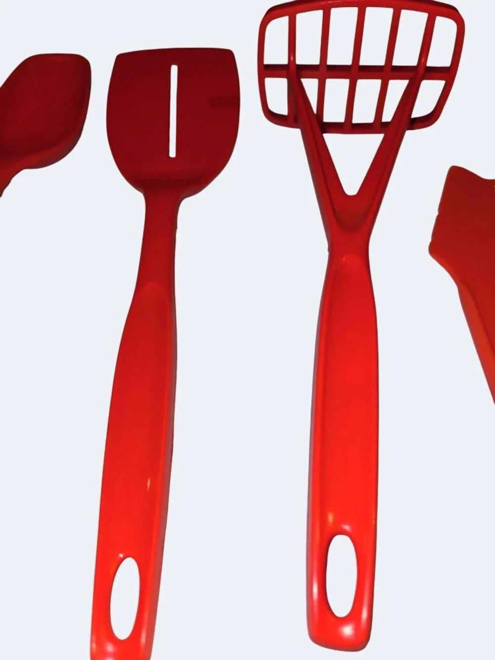 Vintage Foley Orange Plastic Kitchen Utensil Set Of 5 Incl Masher Slotted Spat