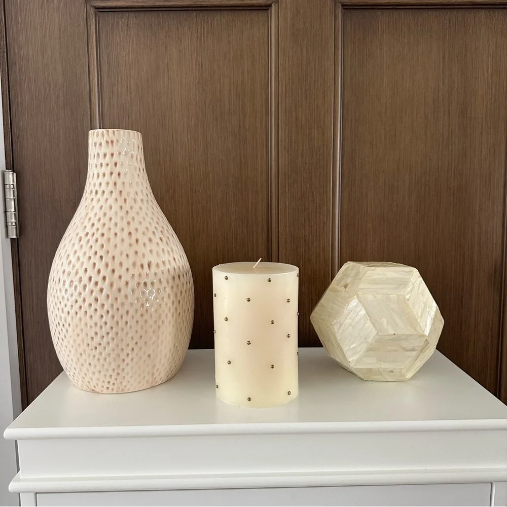 Large Cream Studded Candle