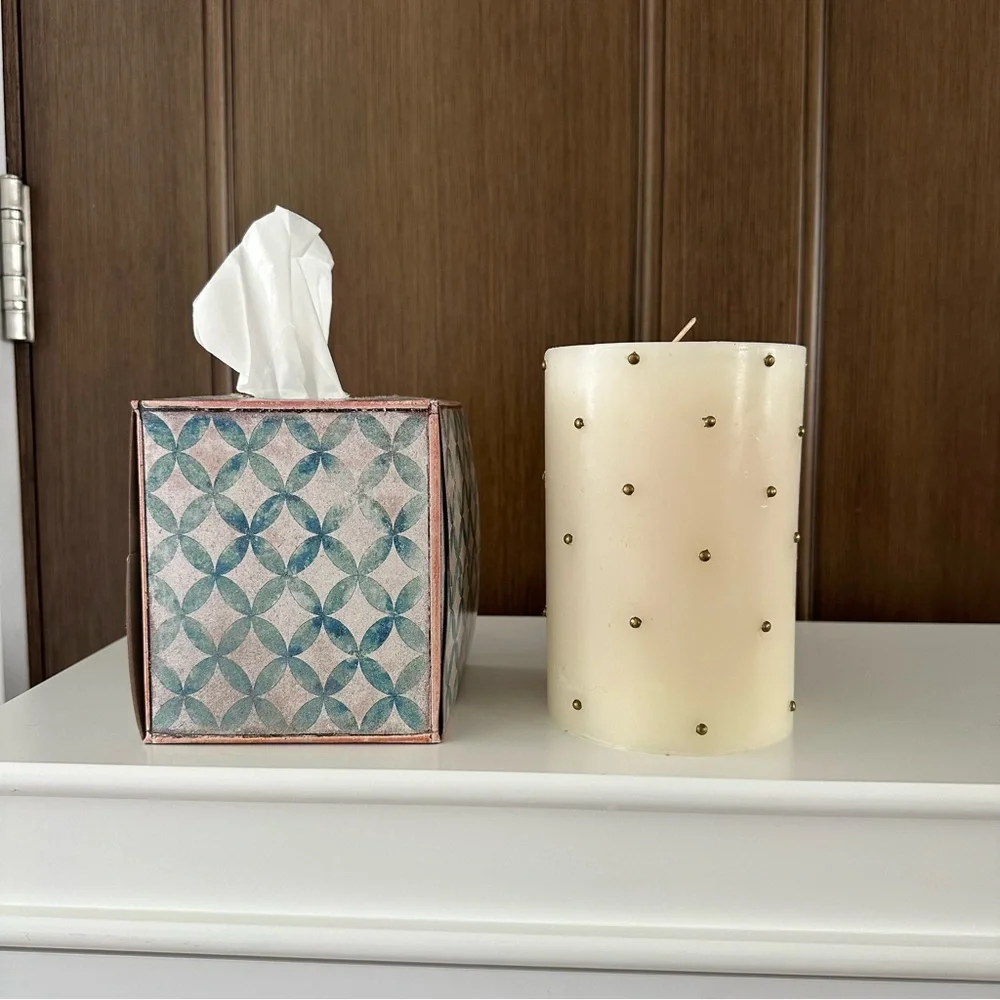 Large Cream Studded Candle