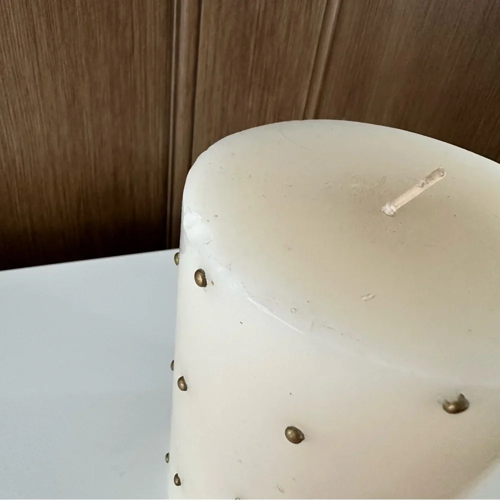 Large Cream Studded Candle