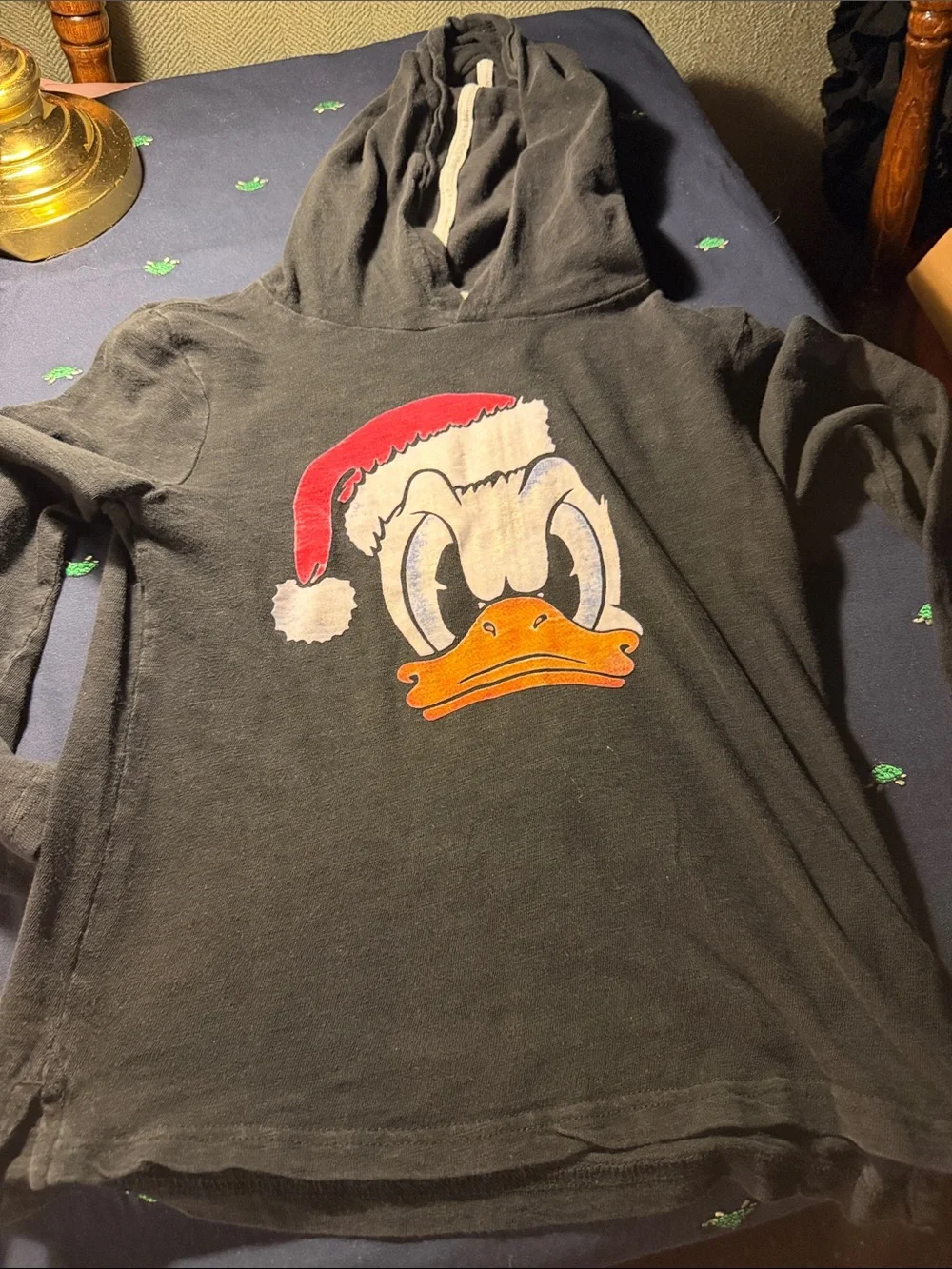 GAP Kids Black Hooded Sweatshirt with Festive Duck Graphic
