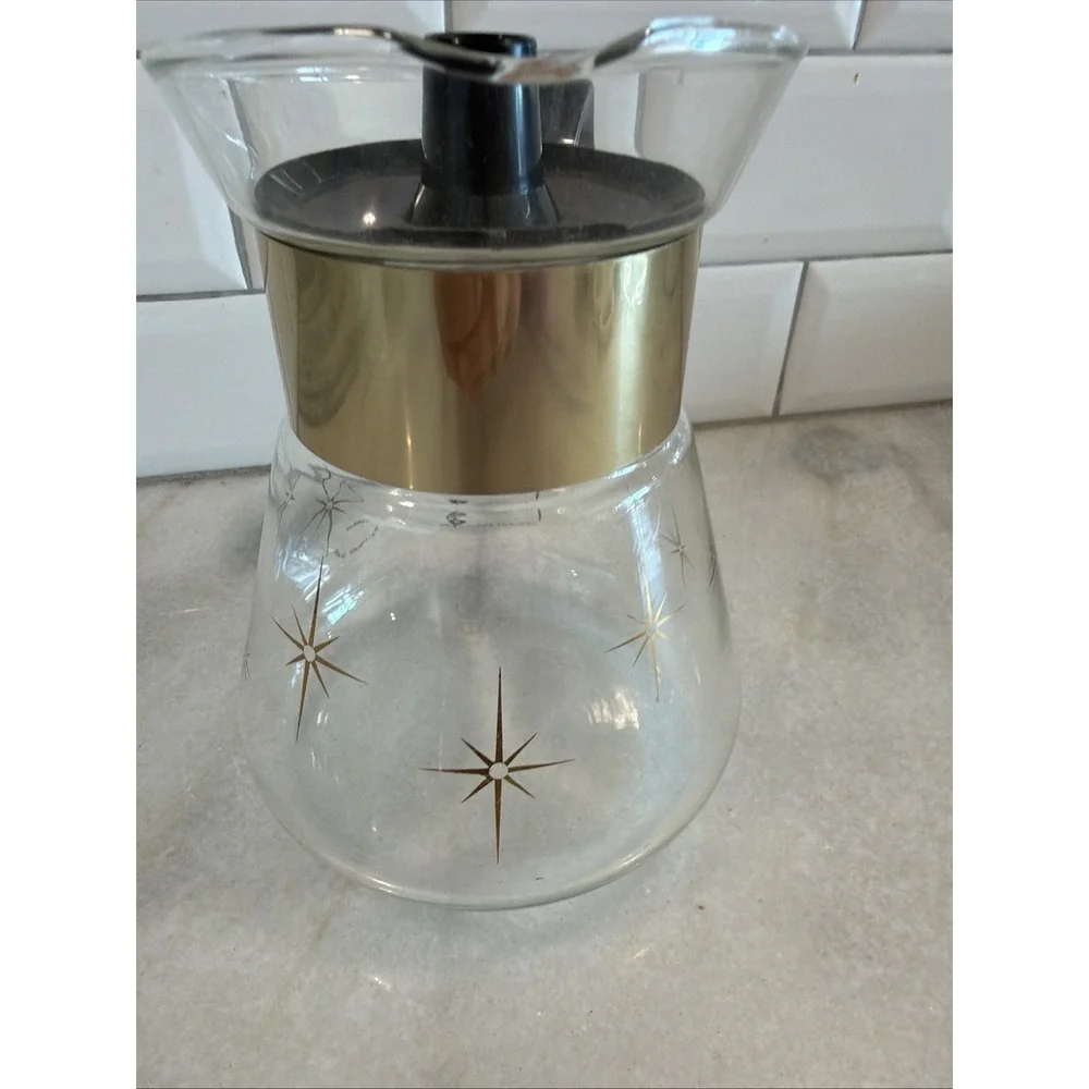 Vintage Pyrex Corning MCM Atomic Star Burst 6-Cup Coffee Pot Carafe Heatproof