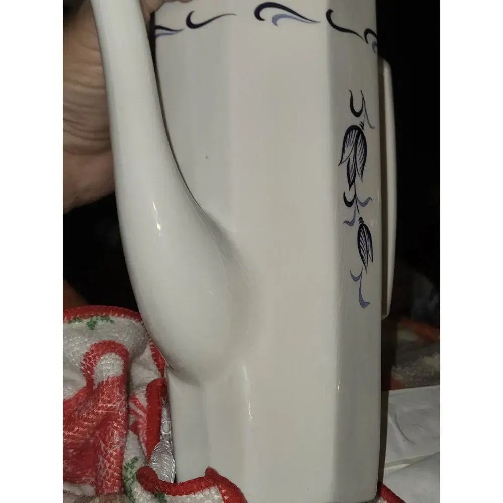 vintage grindley ascot avon blue coffee pot england satin white ironstone 2-6