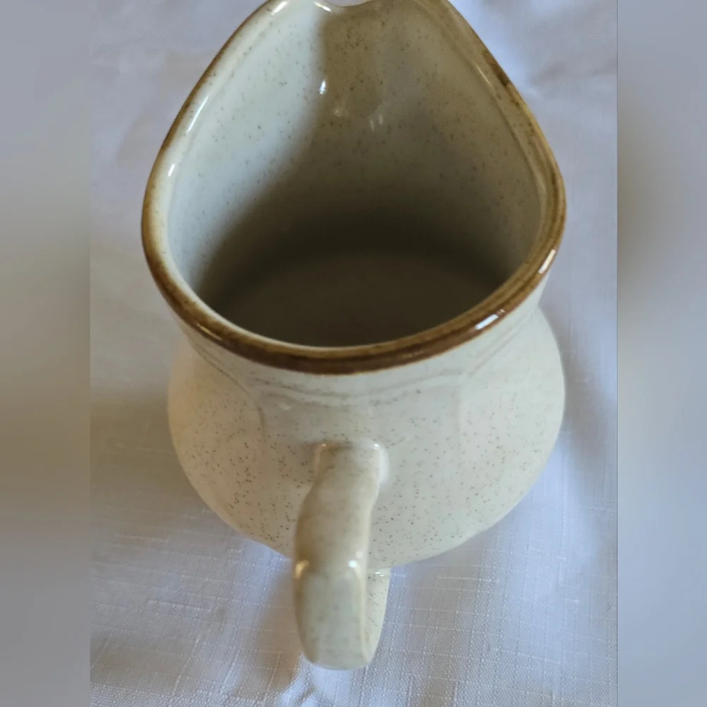 Baroque Vintage Hearthside Stoneware Creamer Taupe Handle Cup Collectible