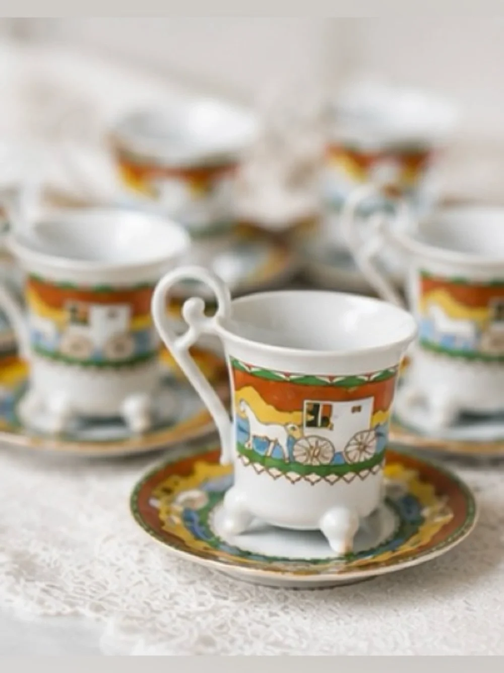 Vintage Horse Carriage Mini Tea Set Rare Southern Charm