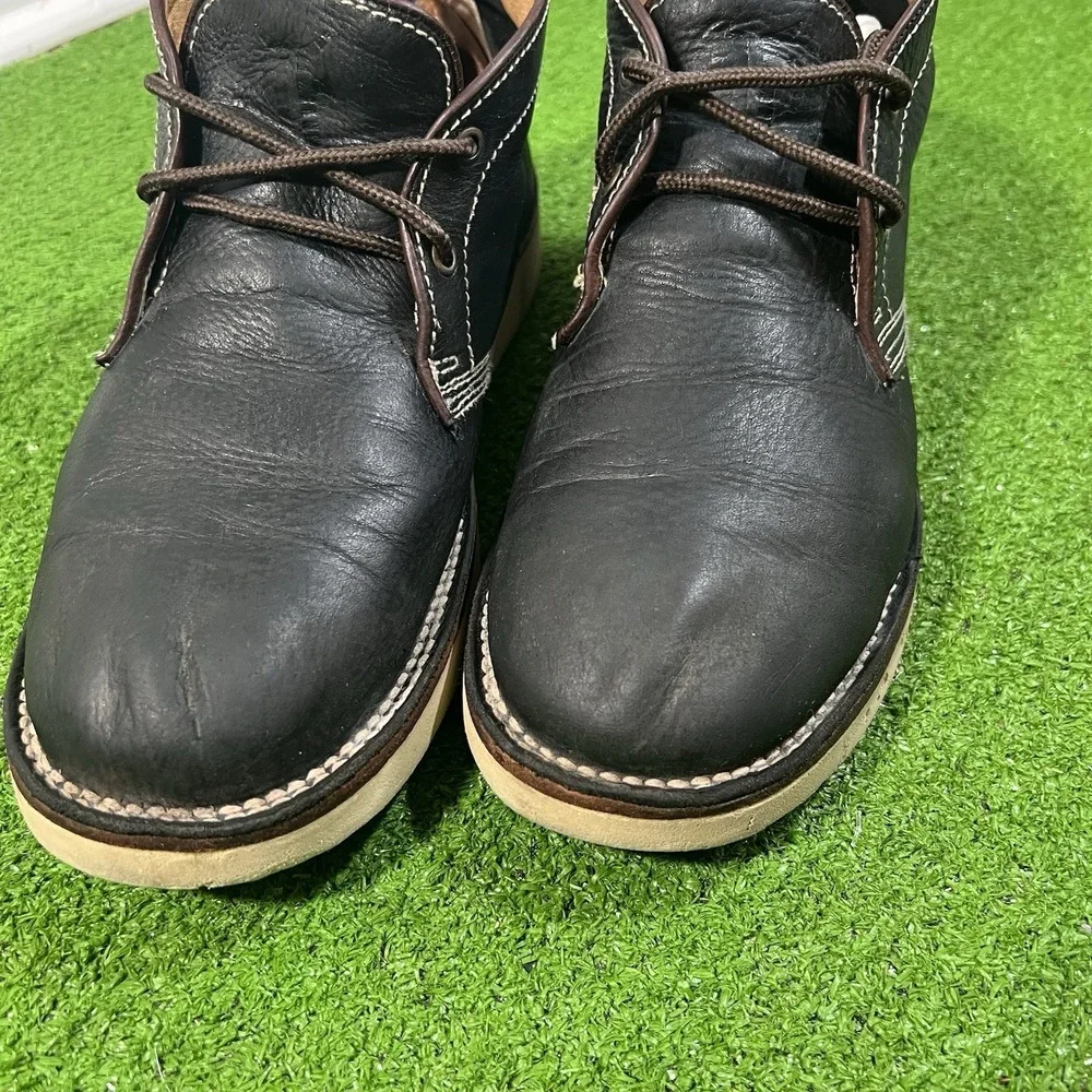 Frye Chukka Boots 10.5 Black‎ Leather Lace Up Casual Dress Ankle Boot White Sole