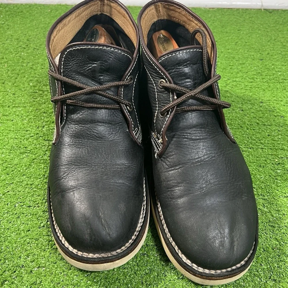 Frye Chukka Boots 10.5 Black‎ Leather Lace Up Casual Dress Ankle Boot White Sole