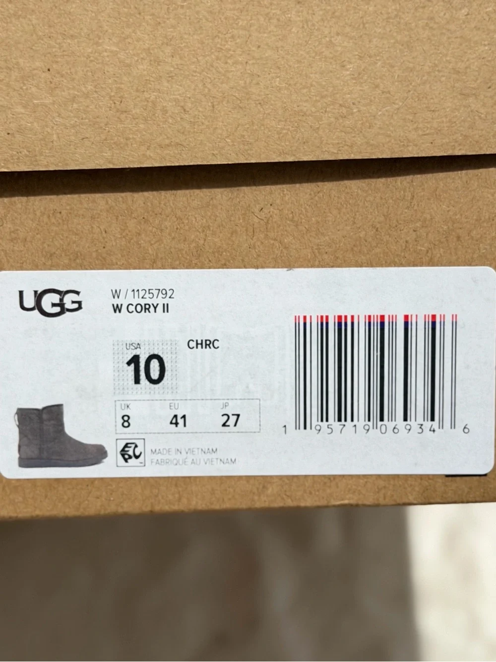 UGG Grey Cory II Shearling Lined Ankle Booties Boots Size 10M new W/ Box