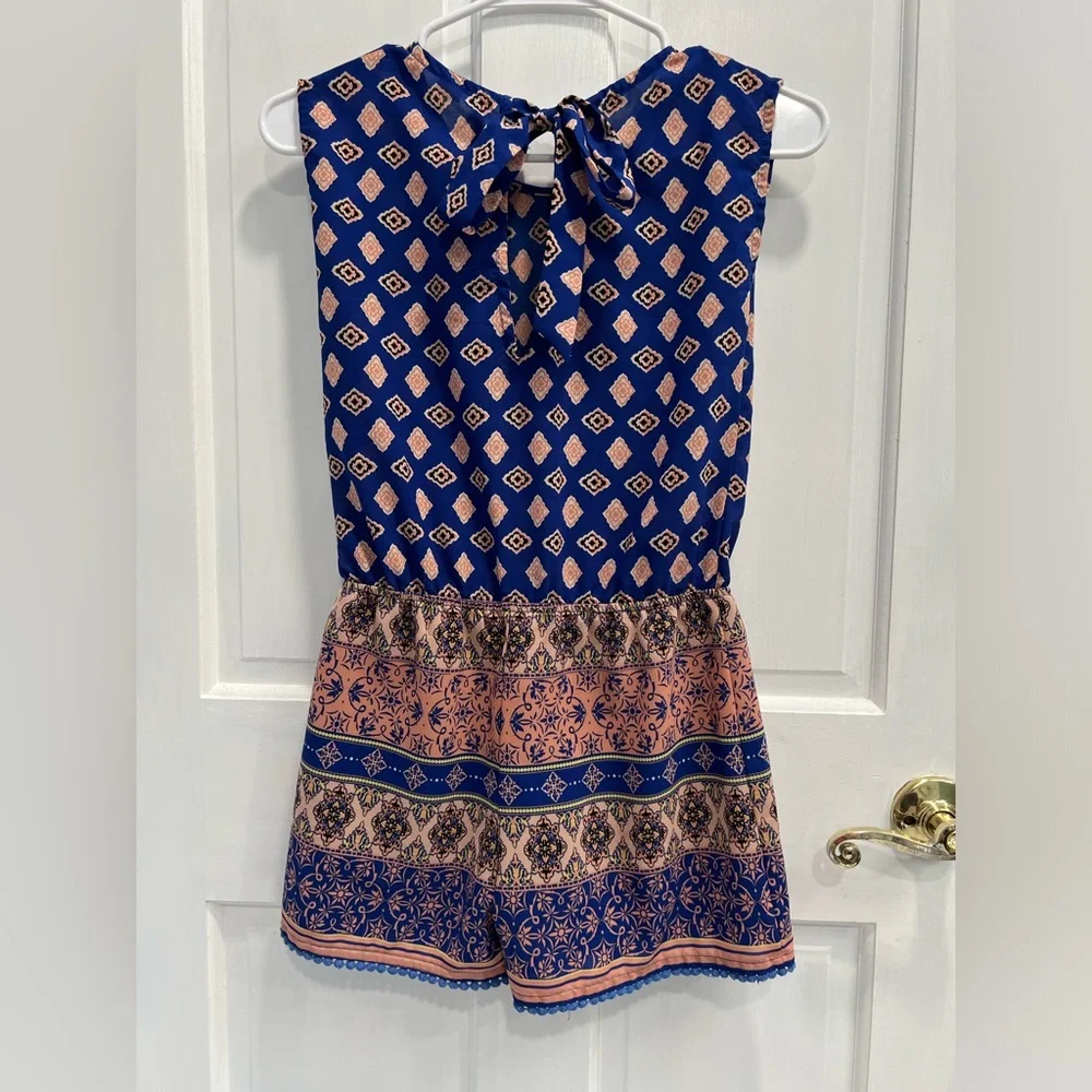SCOOTER Blue & Pink Lightweight Lined Romper SIZE 10/12 MEDIUM GIRLS Pre Loved
