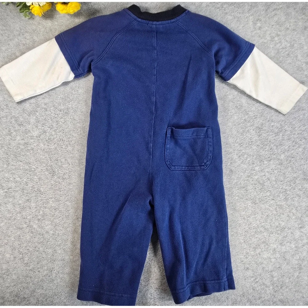 Gymboree Helicopter Romper Y2K 12-18m Blue Pilot Graphic Vintage 2007 Cotton