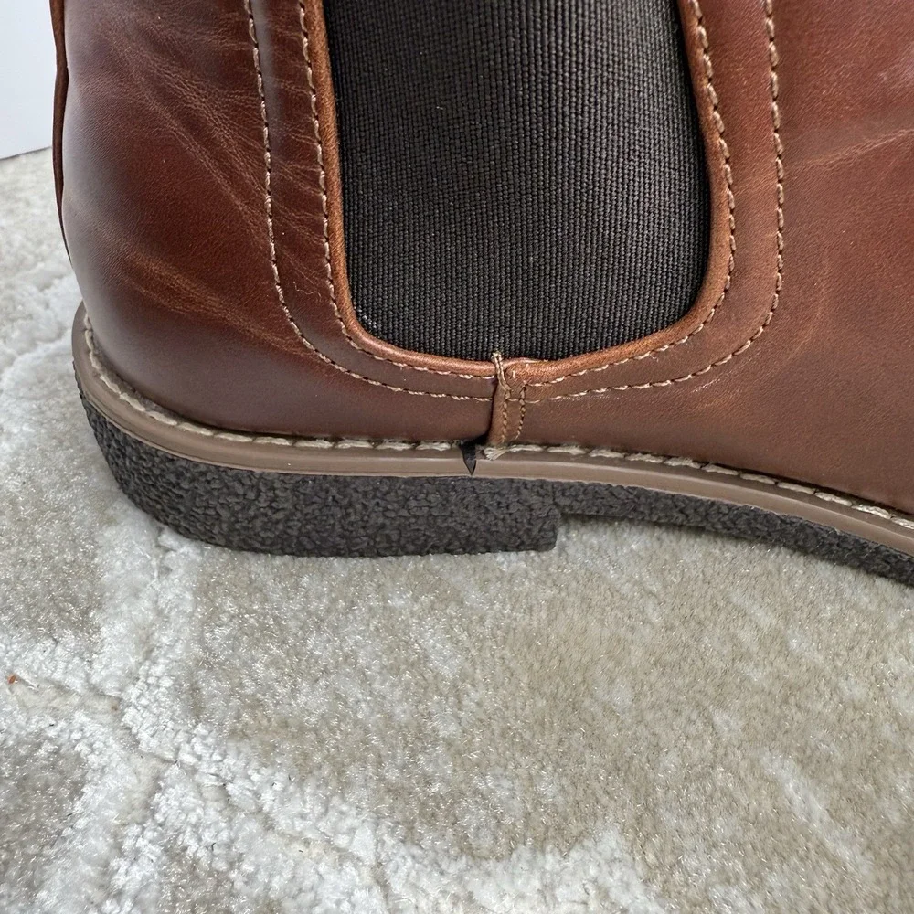 Deer Stags Men Rockland Faux Leather Chelsea Boots Size 7M Brown Memory Foam EUC