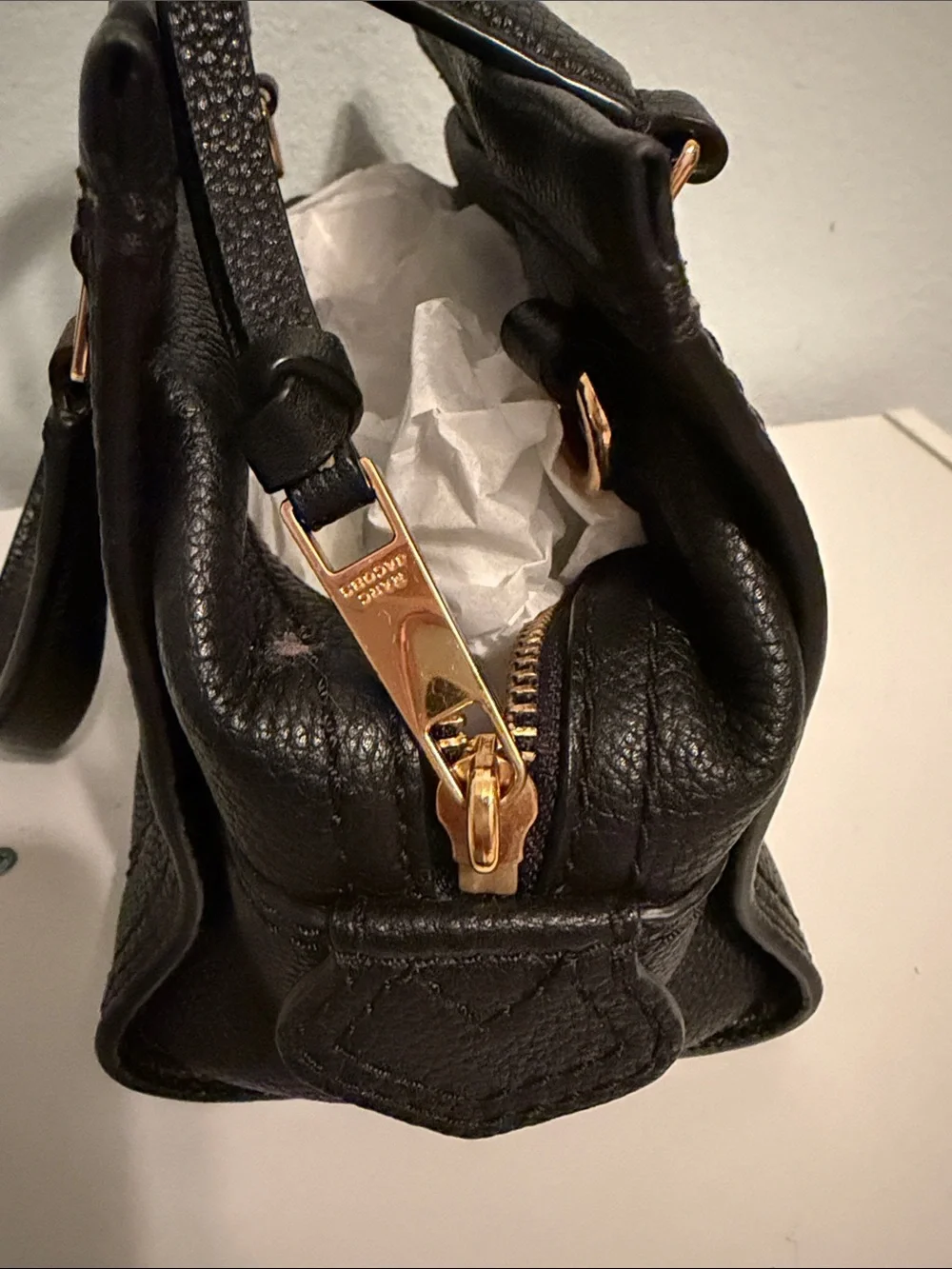 Marc Jacobs Black Pebbled Leather Mini Satchel with Gold Hardware