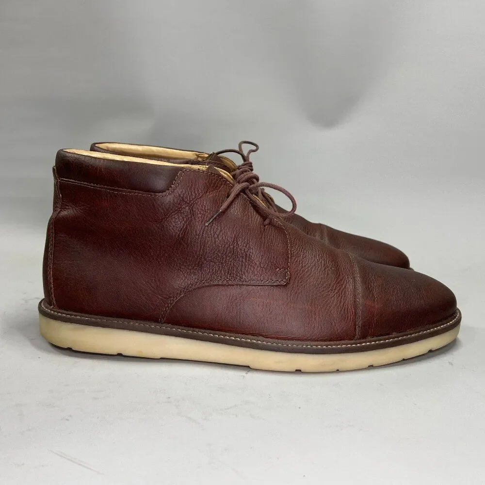 Clarks Grandin‎ Top Chukka Boots Men's 13 Brown Leather Cap Toe Lace Up Casual