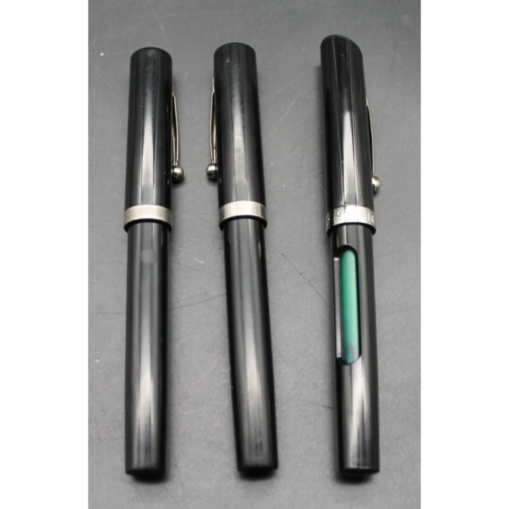 Lot of 3 Sheaffer Fountain Pens Black w Silver Trim Vintage Style